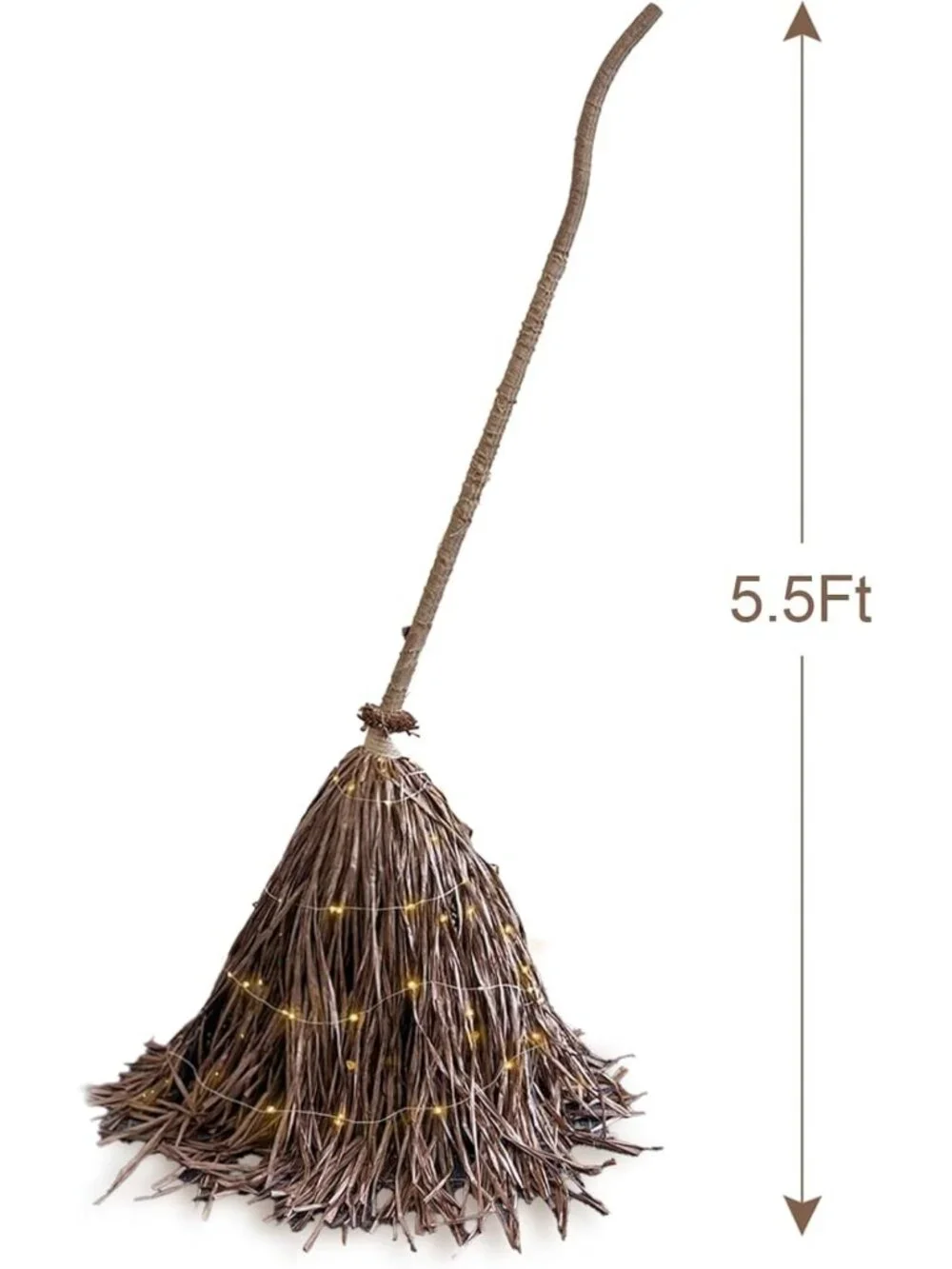 Giant 5.5 Ft Light-Up Witch's Broom - Spooky Halloween Decor for Parties